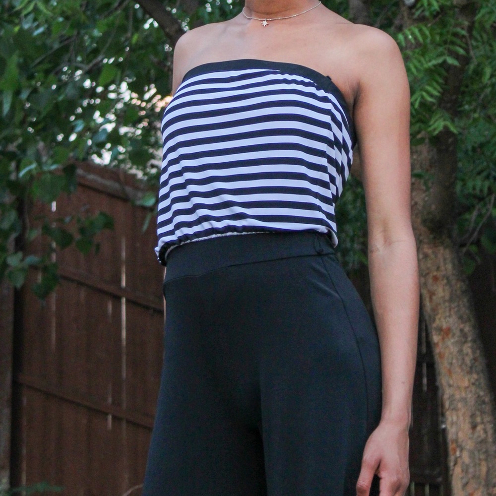 White House Black Market STRIPED BLOUSON Jumpsuit